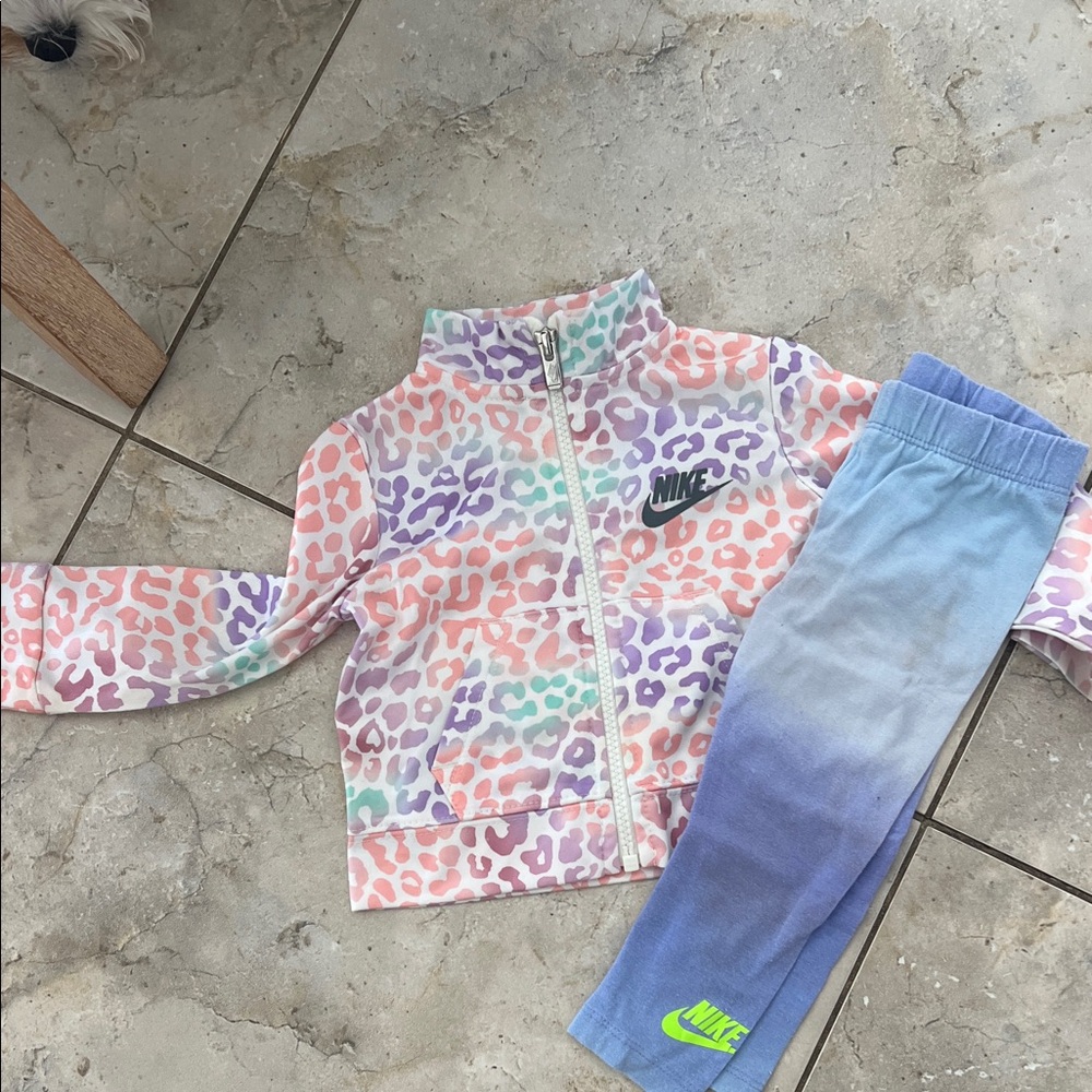 Nike Kids' Multicolor Leopard Jacket and Blue Ombre Leggings